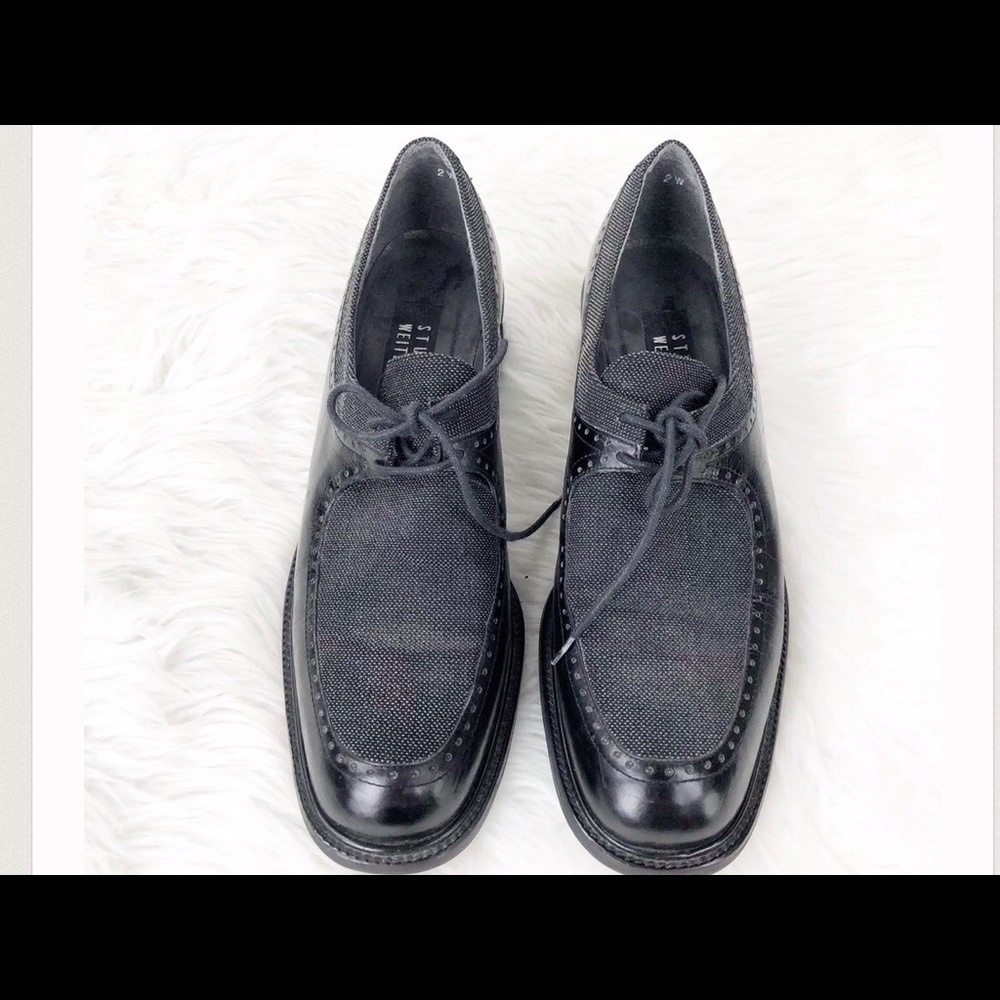 Stuart Weitzman leather and canvas loafers